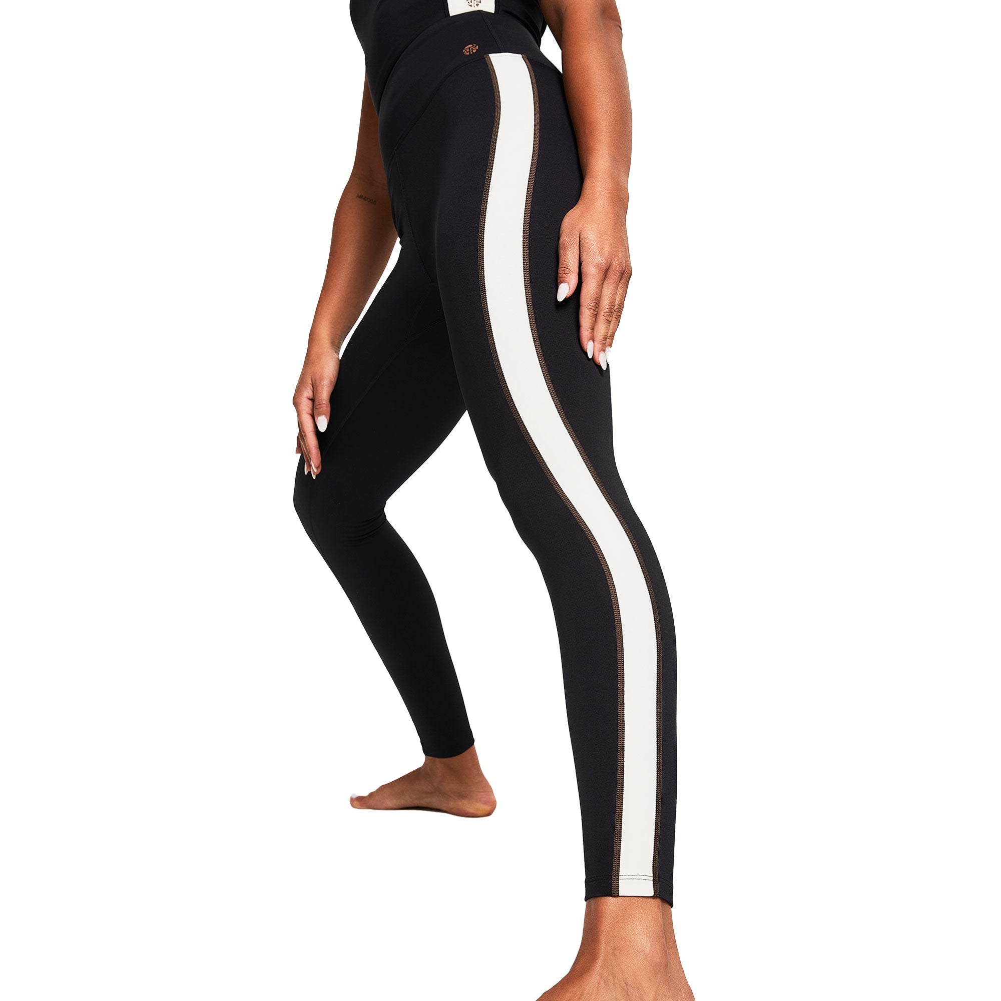 Yoga Pants Black Leggings With Stripe Down The Side Athletic